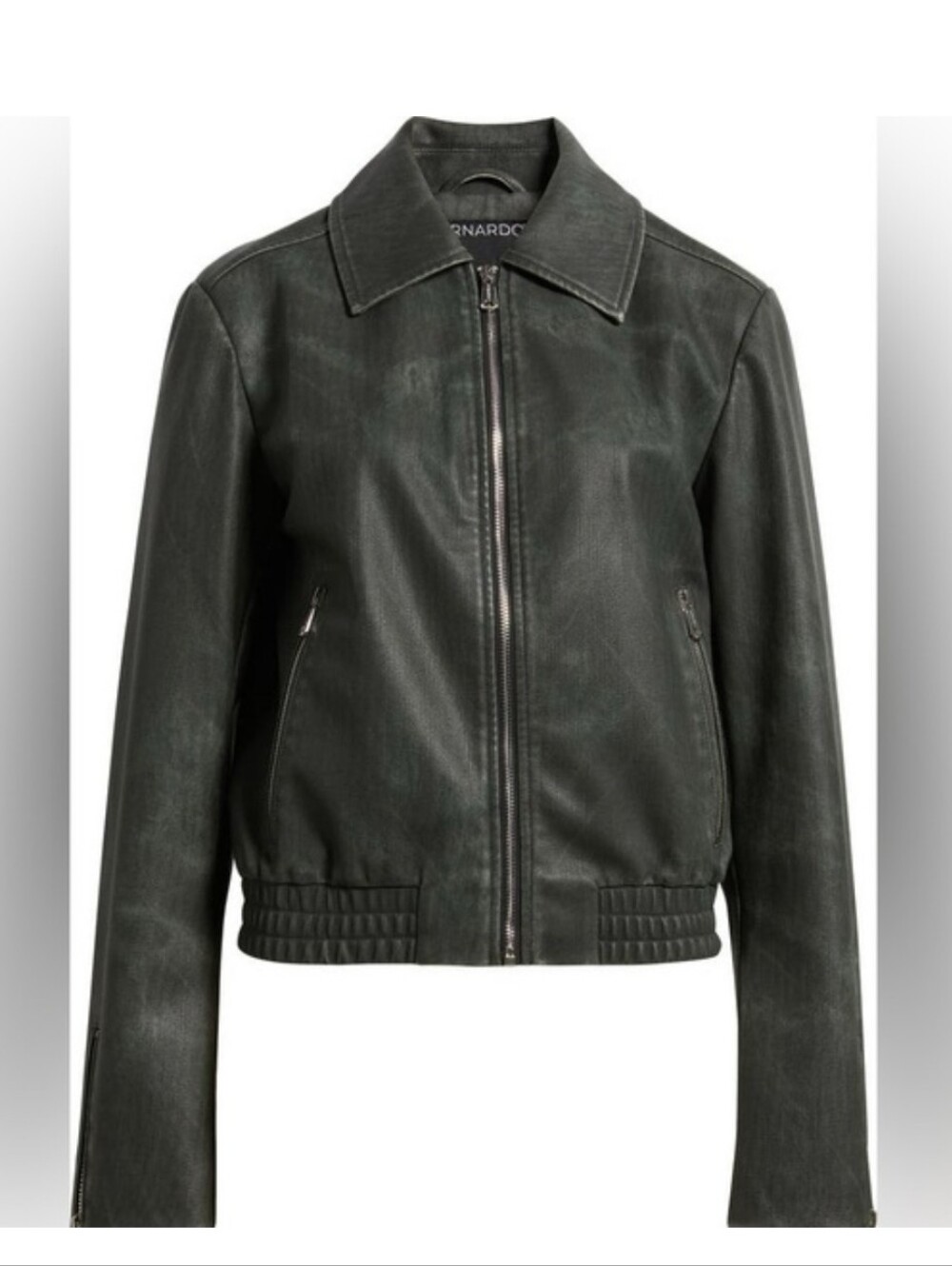 Bernardo Distressed Faux Leather Bomber Jacket ๐ค Medium